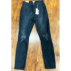 Forever 21 Womens High Rise Skinny Black Stretch Denim Jeans Size 29 5-Pocket